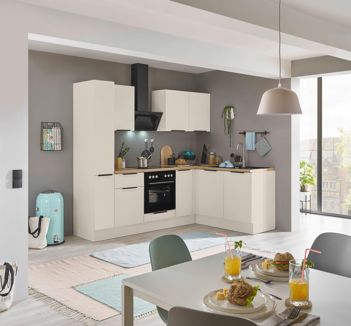 ECKKÜCHE 240/165 cm  in Kaschmir  - Kaschmir/Schwarz, Basics, Holzwerkstoff/Metall (240/165cm) - Xora