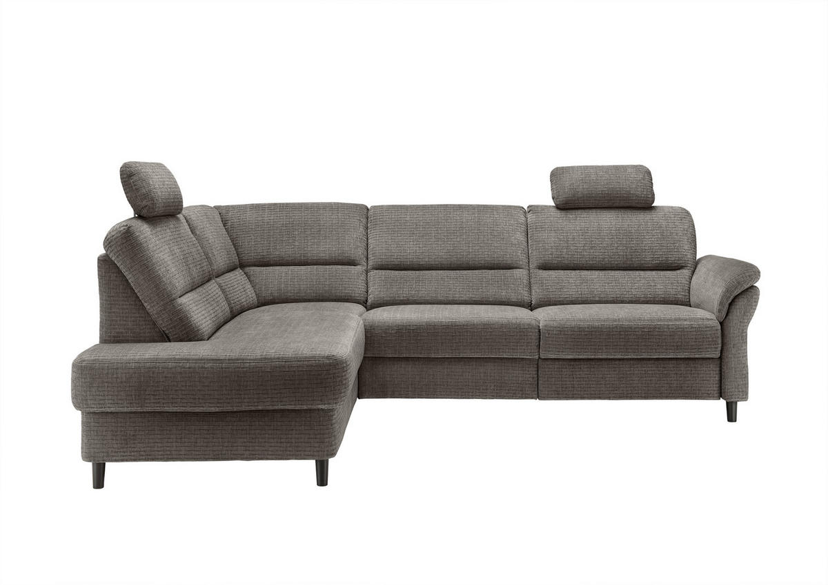 ECKSOFA Graubraun Mikrofaser  - Graubraun/Schwarz, MODERN, Holz/Textil (190/266cm) - Livetastic
