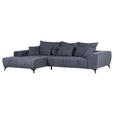 ECKSOFA  in Flachgewebe Dunkelgrau  205/300 cm  - Dunkelgrau/Schwarz, KONVENTIONELL, Textil/Metall (205/300cm) - Carryhome