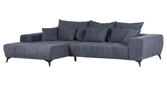 ECKSOFA  in Flachgewebe Dunkelgrau  205/300 cm  - Dunkelgrau/Schwarz, KONVENTIONELL, Textil/Metall (205/300cm) - Carryhome