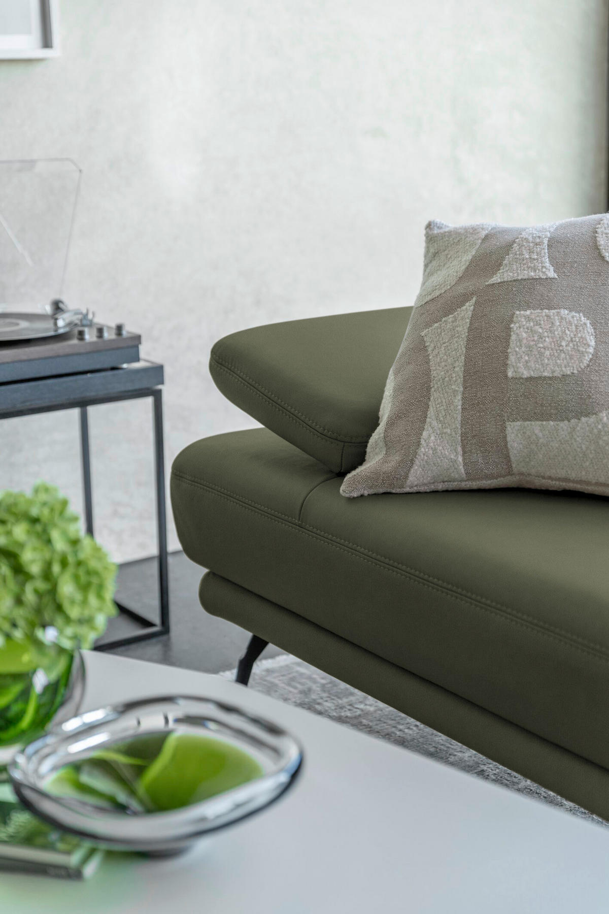 ECKSOFA JOOP! STUDIO in Echtleder Olivgrün  180/301 cm  - Schwarz/Olivgrün, KONVENTIONELL, Leder/Metall (180/301cm) - Joop!
