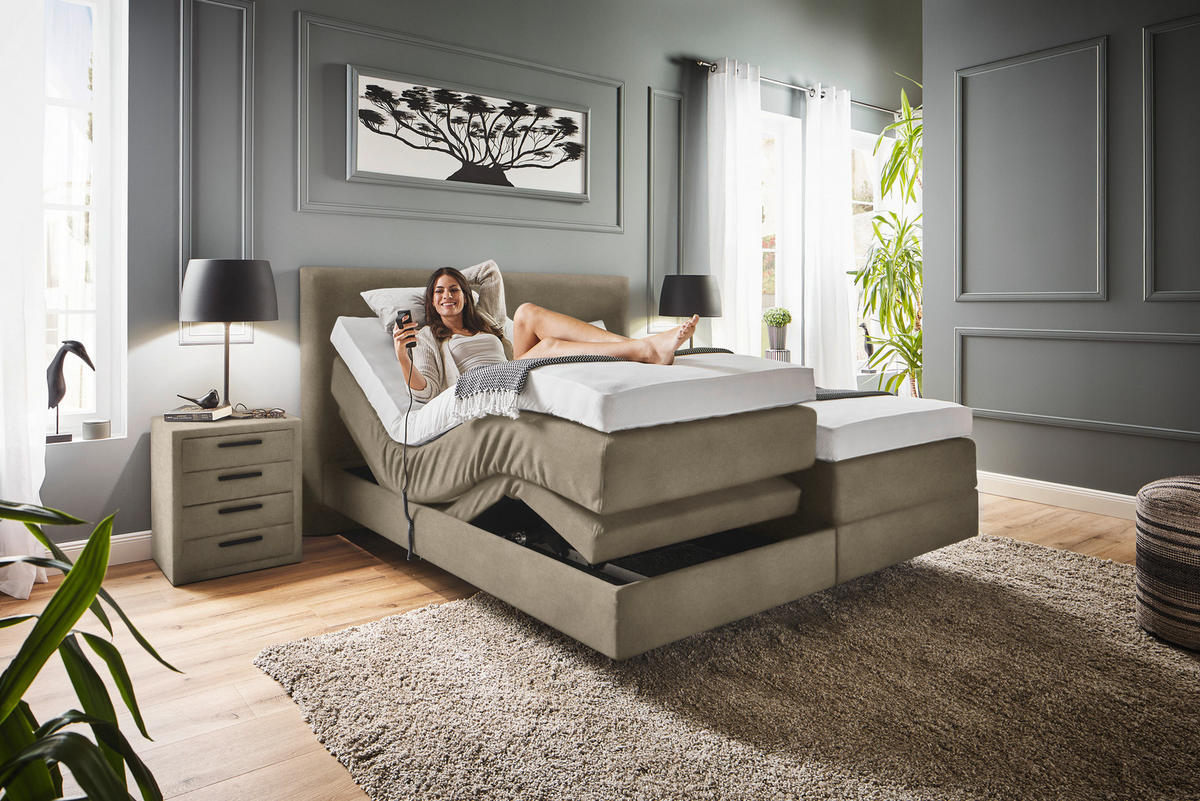 BOXSPRINGBETT 160/200 cm  in Schlammfarben  - Schlammfarben, Konventionell, Holz/Textil (160/200cm) - Dieter Knoll