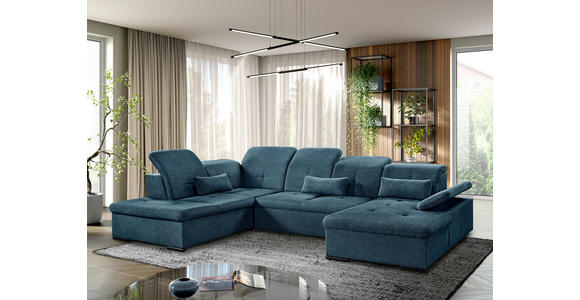 WOHNLANDSCHAFT  in Chenille Dunkelblau  - Dunkelblau/Grau, KONVENTIONELL, Kunststoff/Textil (188/340/240cm) - Carryhome