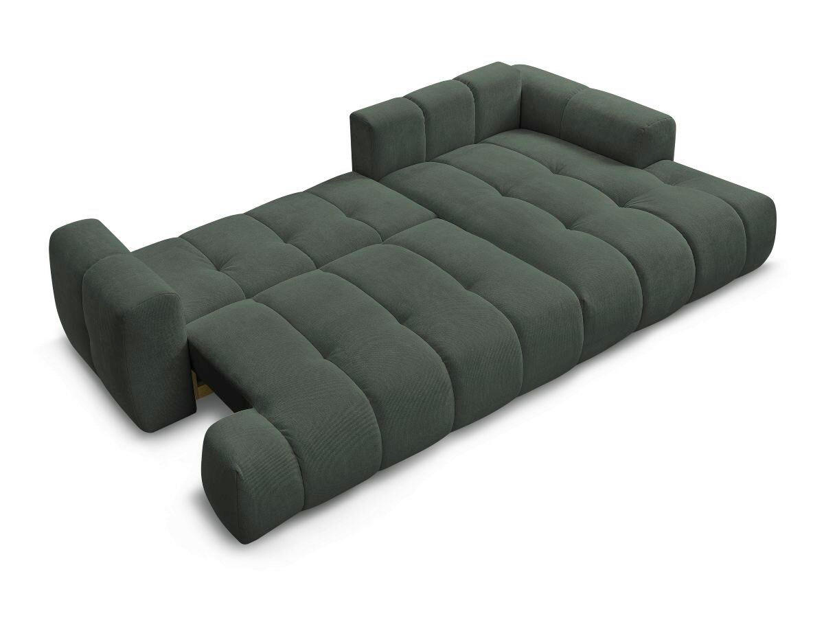 ECKSCHLAFSOFA FUJI Leinenoptik Grün  inkl.  - Schwarz/Grün, MODERN, Kunststoff/Textil (292/160cm)