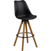 BARSKI STOL, črna, hrast - črna/hrast, Design, kovina/umetna masa (44/85/42cm) - Carryhome
