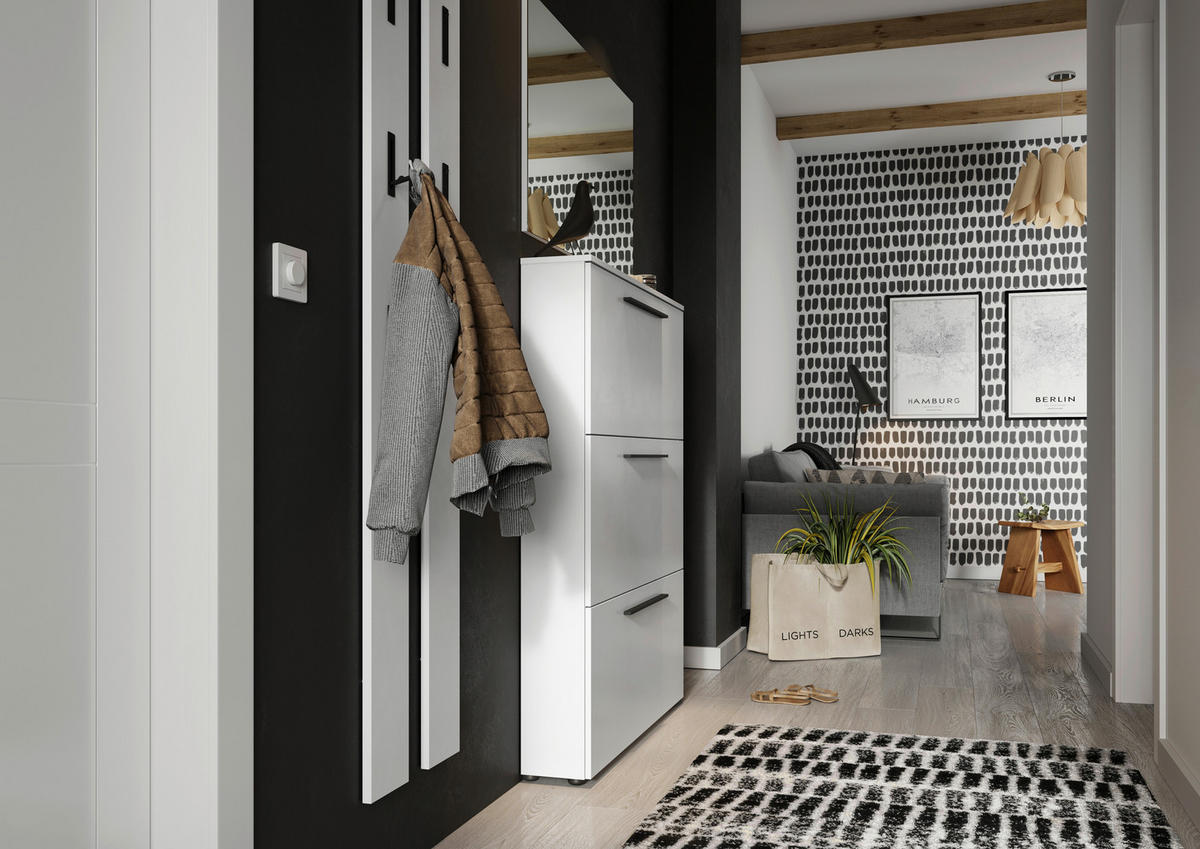 GARDEROBE 4-teilig  in 185/200/19 cm  - Weiss, Basics, Glas/Holzwerkstoff (185/200/19cm)