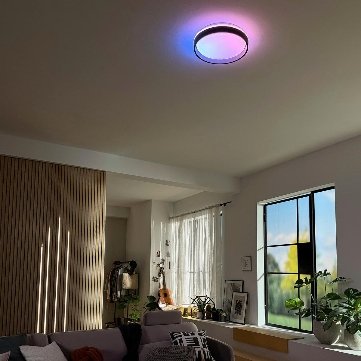 LED-DECKENLEUCHTE Aurie Glow 39/8 cm   - Schwarz, KONVENTIONELL, Kunststoff (39/8cm) - Briloner