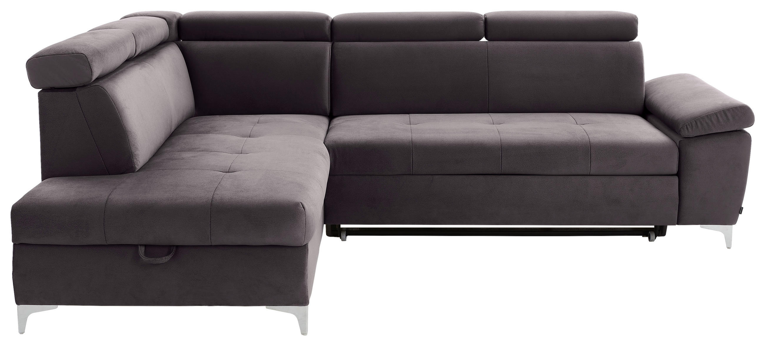 ECKSOFA Grau Samt  - Chromfarben/Grau, KONVENTIONELL, Textil/Metall (206/271cm) - Carryhome