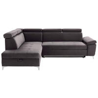 ECKSOFA Grau Samt  - Chromfarben/Grau, KONVENTIONELL, Textil/Metall (206/271cm) - Carryhome