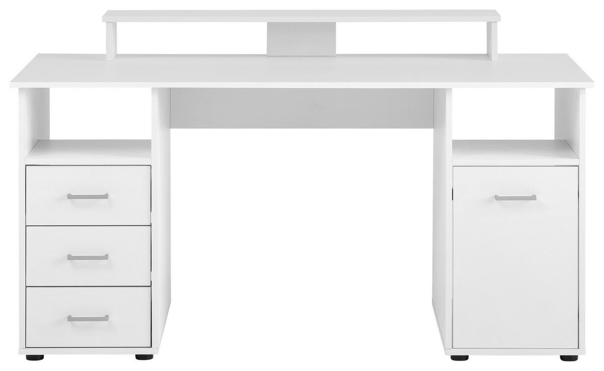 SCHREIBTISCH 150/70/70 cm  in Weiß  - Silberfarben/Schwarz, MODERN, Holzwerkstoff/Kunststoff (150/70/70cm) - MID.YOU