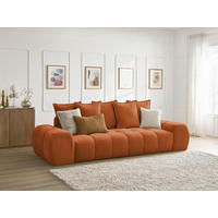 SCHLAFSOFA EVEREST  mit Rücken echt, Armteil links, Armteil rechts Struktur Orange  - Schwarz/Orange, MODERN, Kunststoff/Textil (278/115/90cm)