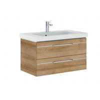 WASCHTISCHKOMBI 92 cm  - Chromfarben/Eichefarben, KONVENTIONELL, Holzwerkstoff/Stein (92cm) - Pelipal