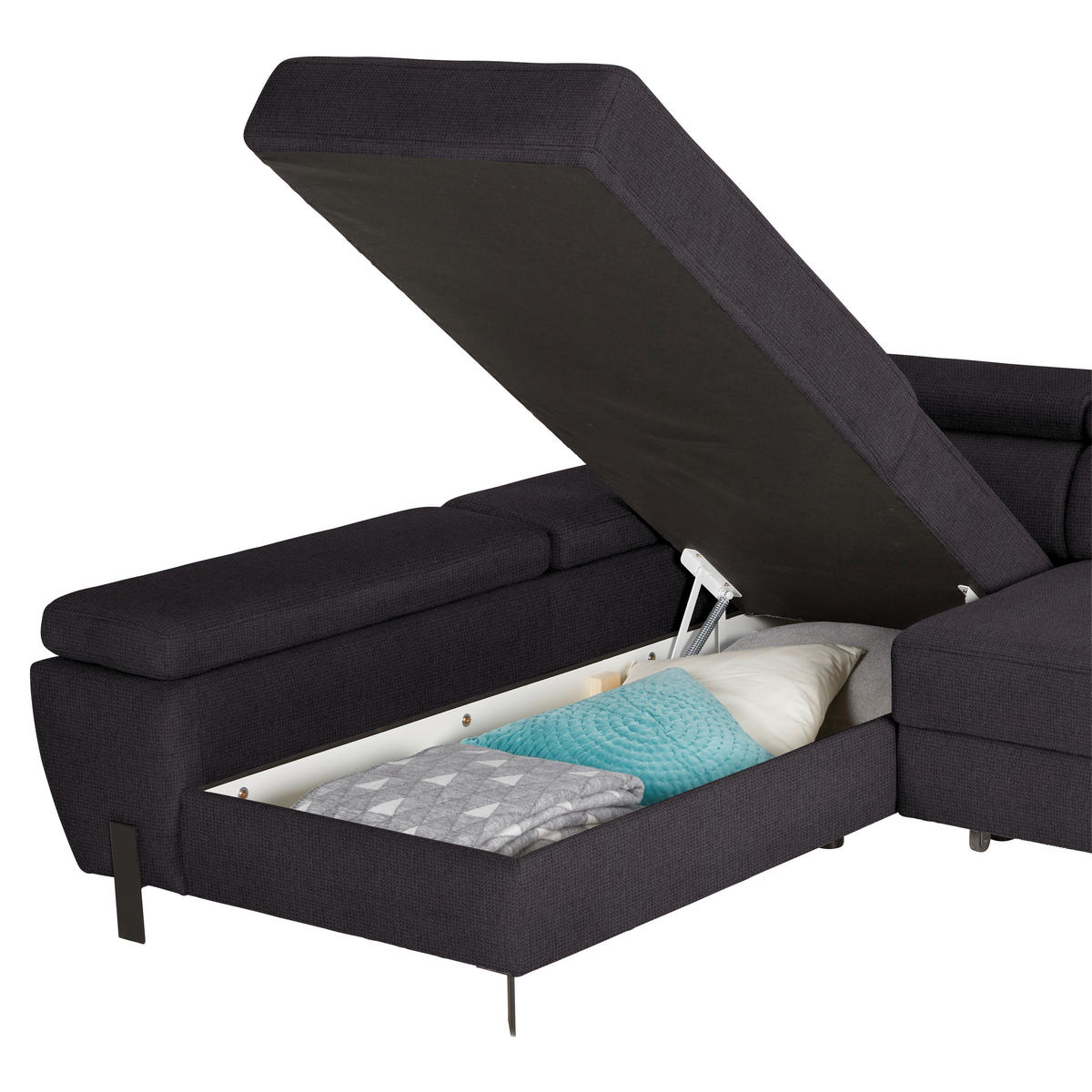 HÖRNSOFFA i vävt tyg svart  - svart, Modern, metall/textil (93/90/277cm) - MID.YOU