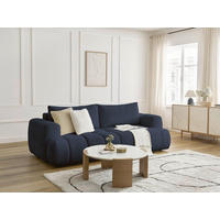 SCHLAFSOFA FUJI Bouclé Dunkelblau  inkl.  - Schwarz/Dunkelblau, MODERN, Kunststoff/Textil (251/113/88cm)