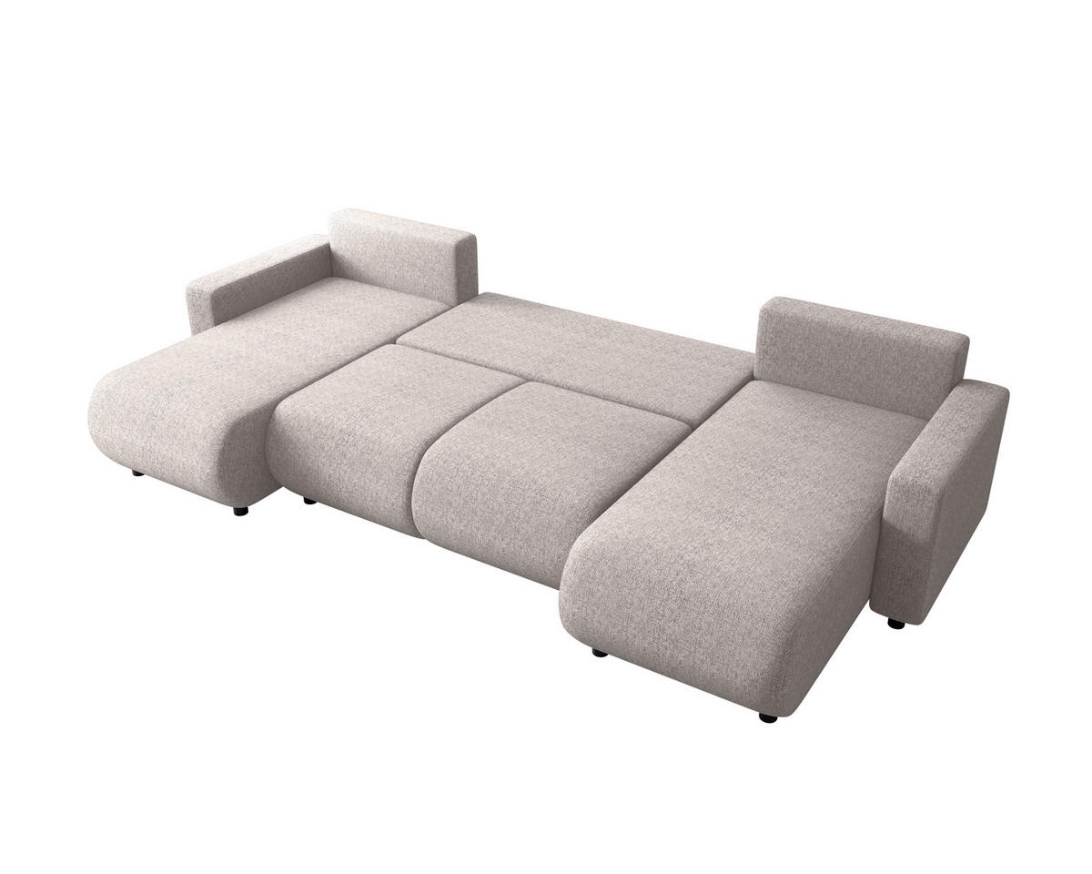 WOHNLANDSCHAFT Beige Webstoff  - Beige/Schwarz, MODERN, Kunststoff/Textil (150/312/150cm) - Xora