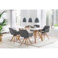 TISCHGRUPPE Grau, Naturfarben, Weiß  - Naturfarben/Weiß, MODERN, Holz/Textil (160/90/76cm) - Livetastic