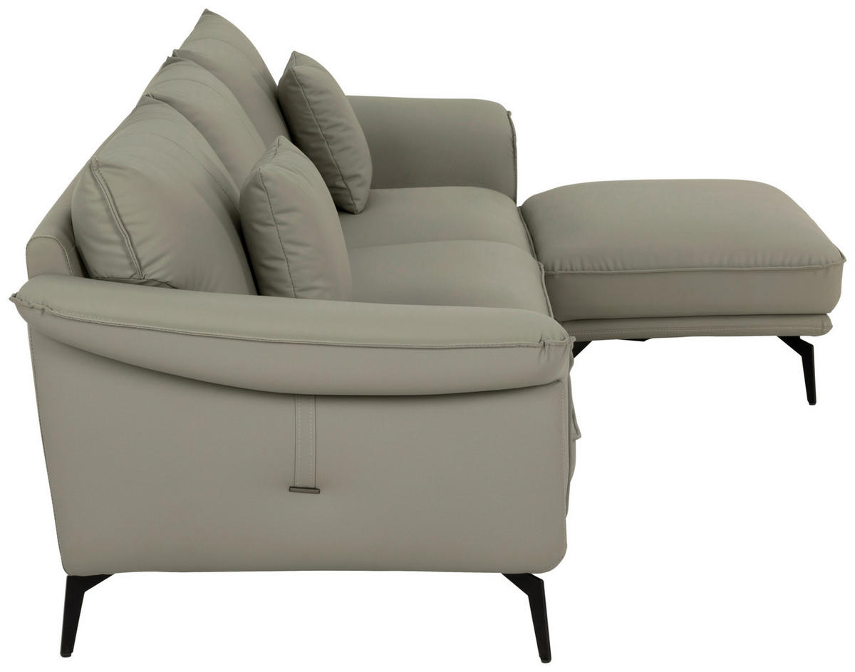 3-SITZER-SOFA inkl. Hocker Lederlook Taupe  - Taupe/Schwarz, Design, Textil/Metall (289/84/92cm) - MID.YOU