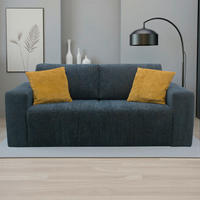 SCHLAFSOFA Chenille Blau  - Blau/Schwarz, Basics, Kunststoff/Textil (207/89/105cm) - Livetastic