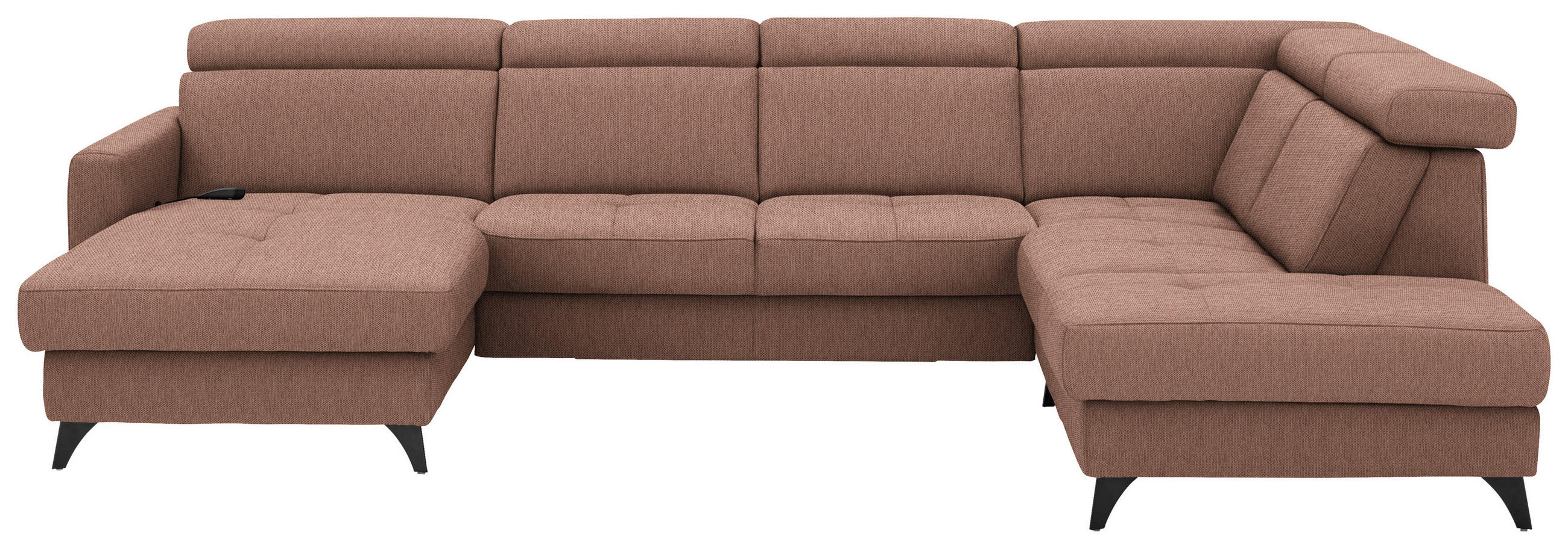WOHNLANDSCHAFT Beldomo System in Flachgewebe Terracotta  - Terracotta/Schwarz, KONVENTIONELL, Textil/Metall (174/333/215cm) - Beldomo System