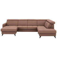 WOHNLANDSCHAFT Beldomo System in Flachgewebe Terracotta  - Terracotta/Schwarz, KONVENTIONELL, Textil/Metall (174/333/215cm) - Beldomo System
