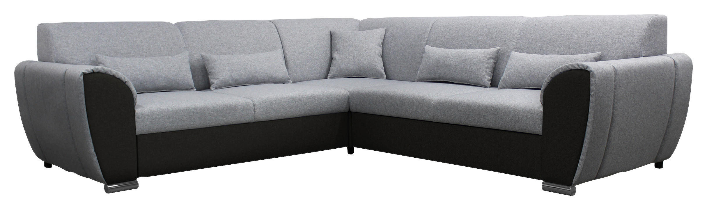 ECKSOFA Schwarz, Hellgrau Flachgewebe  - Silberfarben/Hellgrau, Design, Kunststoff/Textil (266/266cm) - Livetastic