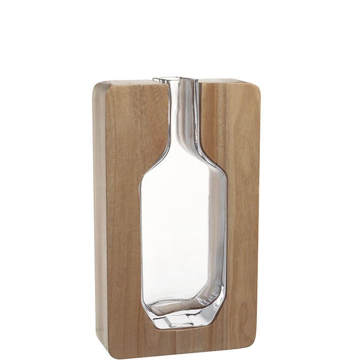 VAZA   17/30/7 cm   drvo, staklo  - svijetlo smeđa/prozirno, Natur, staklo/drvo (17/30/7cm) - Leonardo