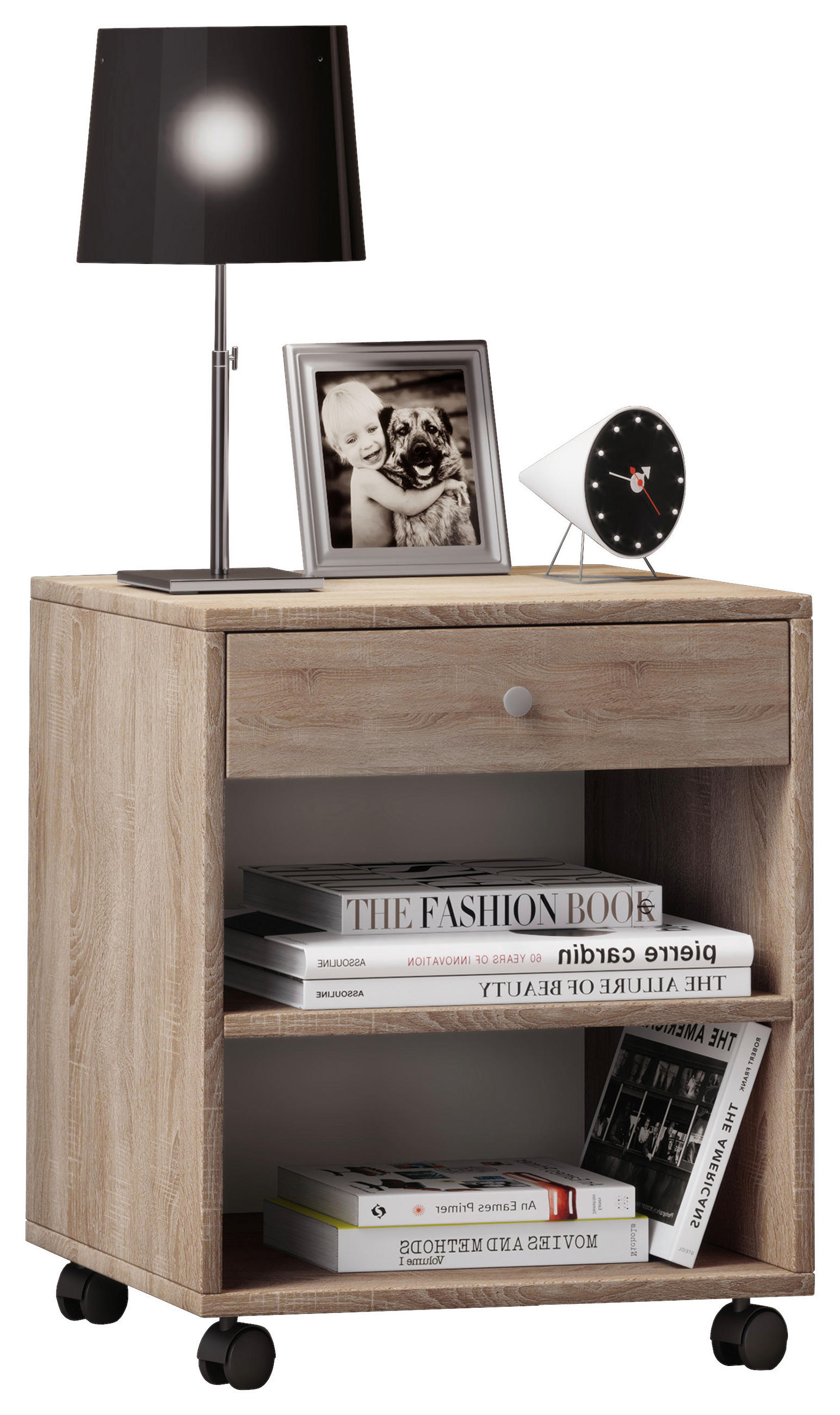 NACHTSCHRANK 45/54/38 cm  - Silberfarben/Schwarz, MODERN, Holzwerkstoff/Kunststoff (45/54/38cm) - MID.YOU