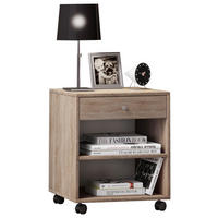 NACHTSCHRANK 45/54/38 cm  - Silberfarben/Schwarz, MODERN, Holzwerkstoff/Kunststoff (45/54/38cm) - MID.YOU