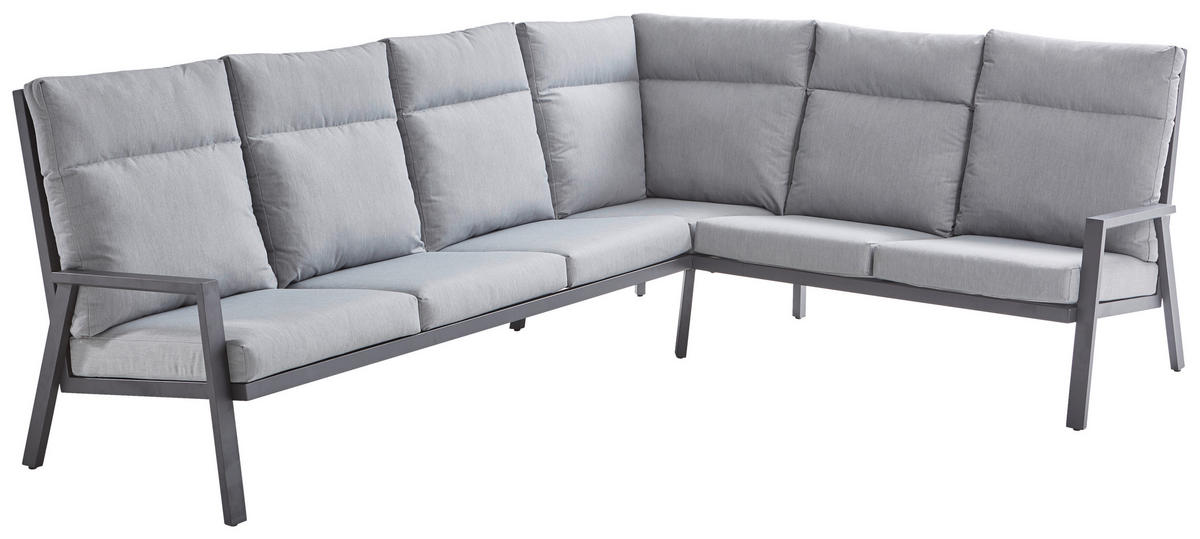 LOUNGE GARNITURA mrežasta prevleka aluminij  - siva/antracit, Trendi, kovina/tekstil (267/207cm) - Amatio
