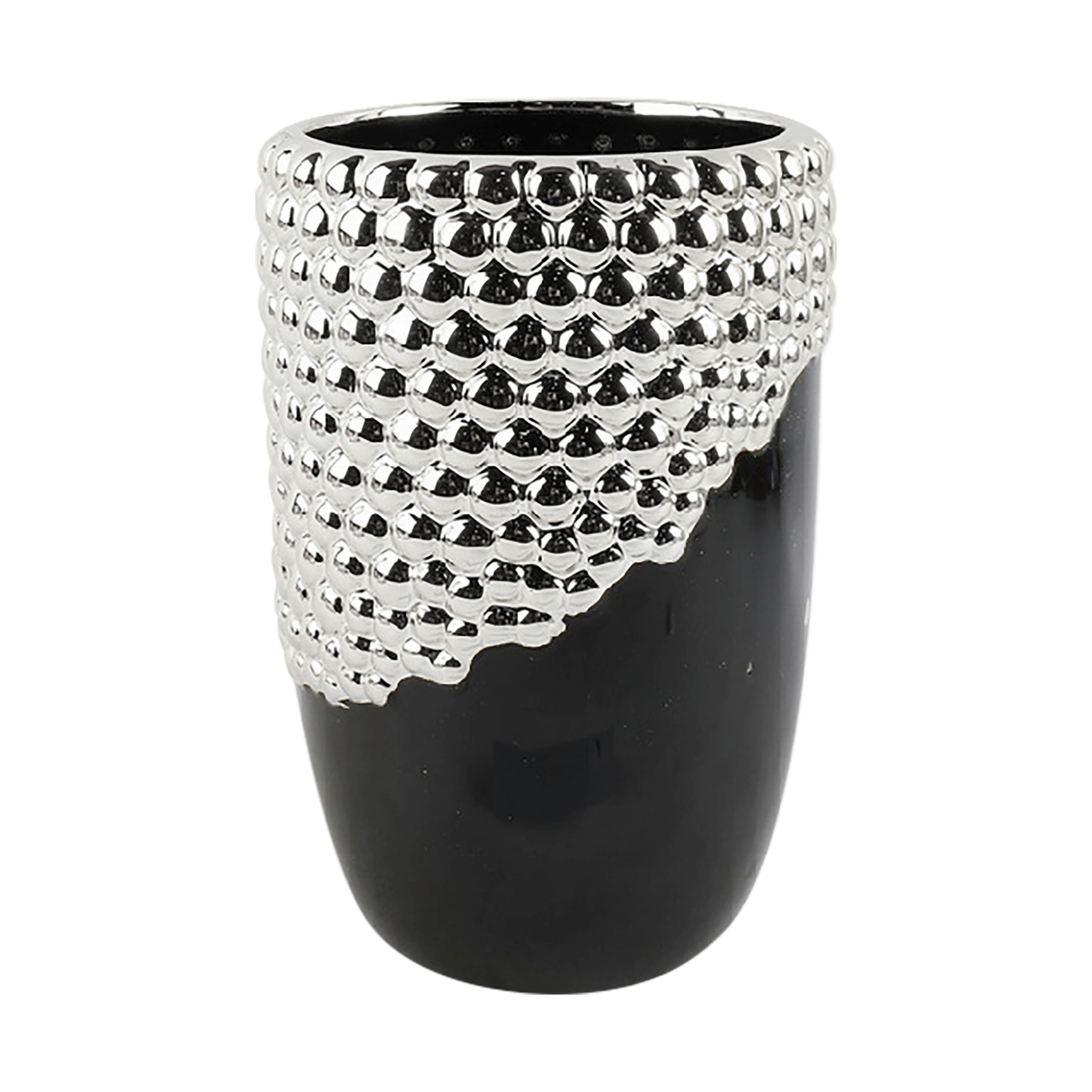 VASE 20.5 cm  - Silberfarben/Schwarz, LIFESTYLE, Keramik (13,8/20,5cm) - Ambia Home