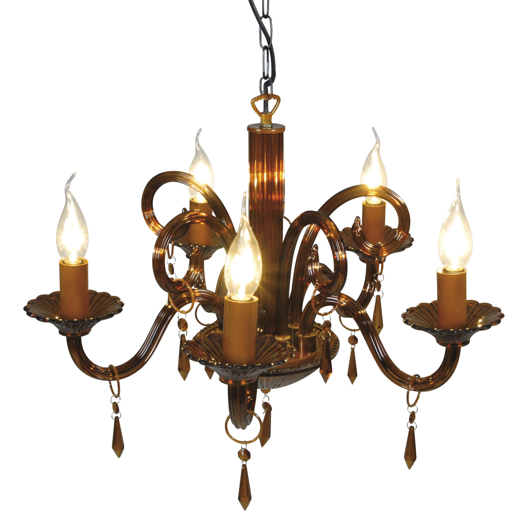 KRONLEUCHTER 53/125 cm   - Braun, LIFESTYLE, Glas/Metall (53/125cm) - Näve