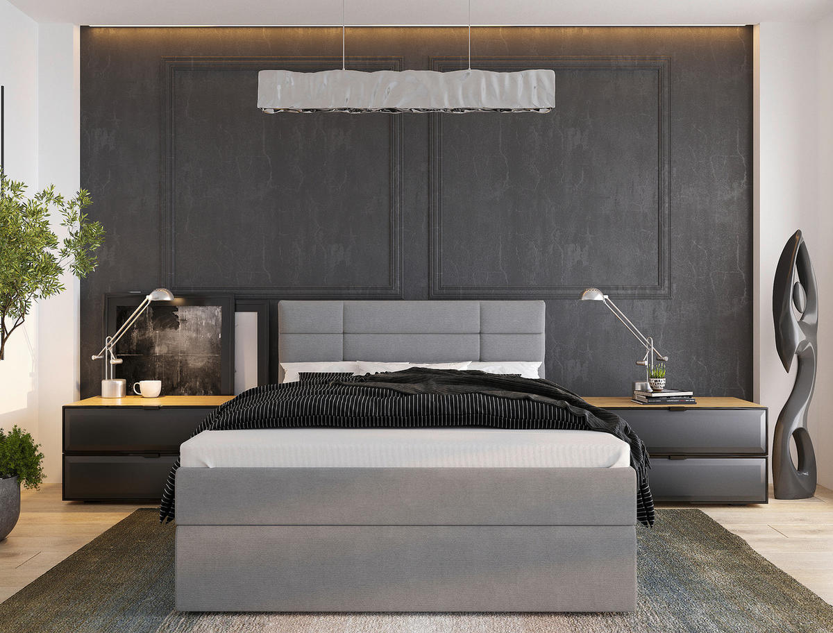 BOXBETT 140/200 cm  in Grau  - Schwarz/Kieferfarben, KONVENTIONELL, Holz/Kunststoff (140/200cm) - Boxxx
