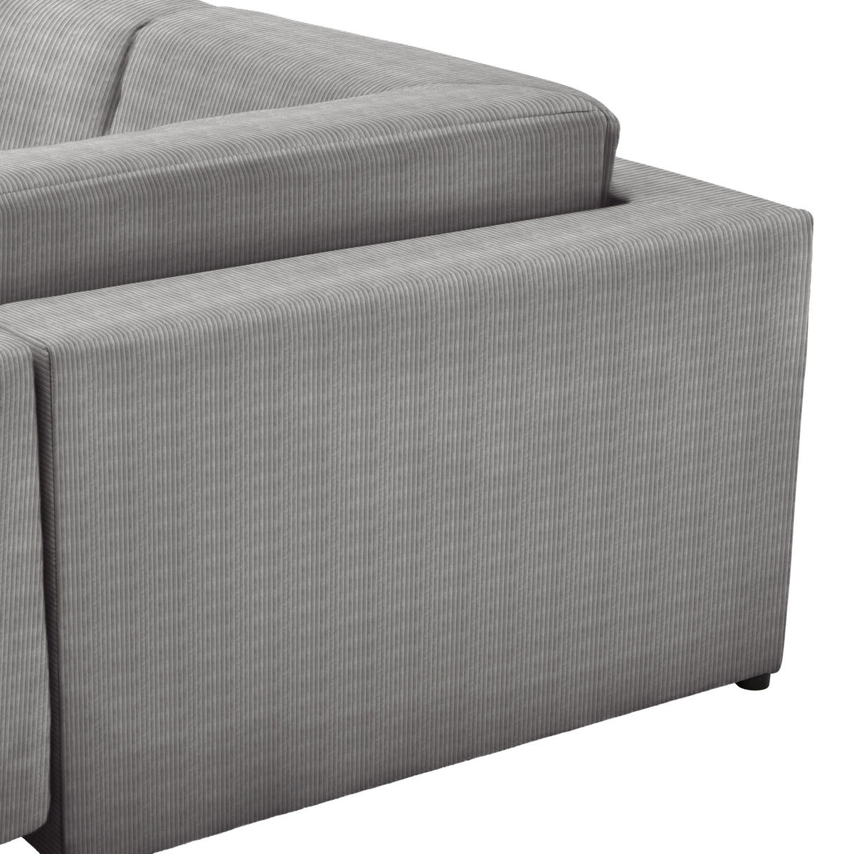 WOHNLANDSCHAFT in Cord Grau  - Buchefarben/Schwarz, Konventionell, Holz/Kunststoff (283/371/208cm) - Livetastic