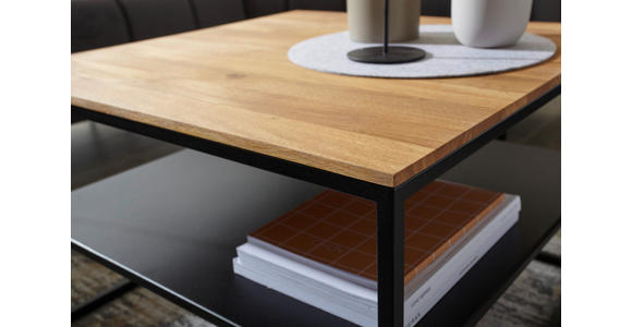 COUCHTISCH in Holz, Metall 65/65/41,5 cm  - Eichefarben/Schwarz, Design, Holz/Metall (65/65/41,5cm) - Johann Jakob