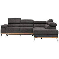 ECKSOFA Anthrazit Lederlook  - Anthrazit/Schwarz, Natur, Holz/Textil (282/226cm) - Novel