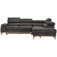 ECKSOFA in Lederlook Anthrazit  - Anthrazit/Schwarz, Natur, Holz/Textil (282/226cm) - Novel