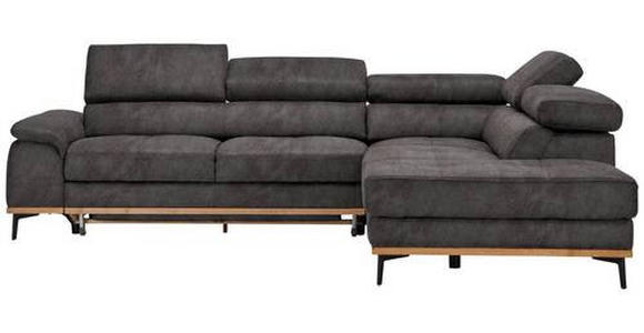 ECKSOFA in Lederlook Anthrazit  - Anthrazit/Schwarz, Natur, Holz/Textil (282/226cm) - Novel