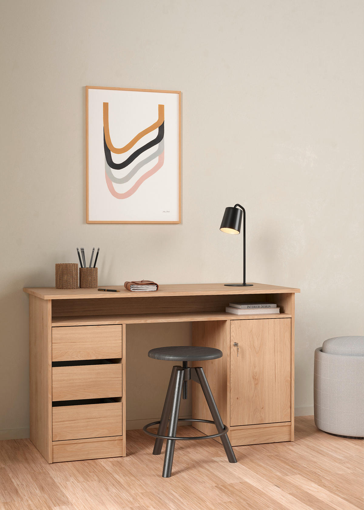 SCHREIBTISCH 126/55/75,6 cm  in Eichefarben  - Eichefarben, MODERN, Holzwerkstoff (126/55/75,6cm) - MID.YOU
