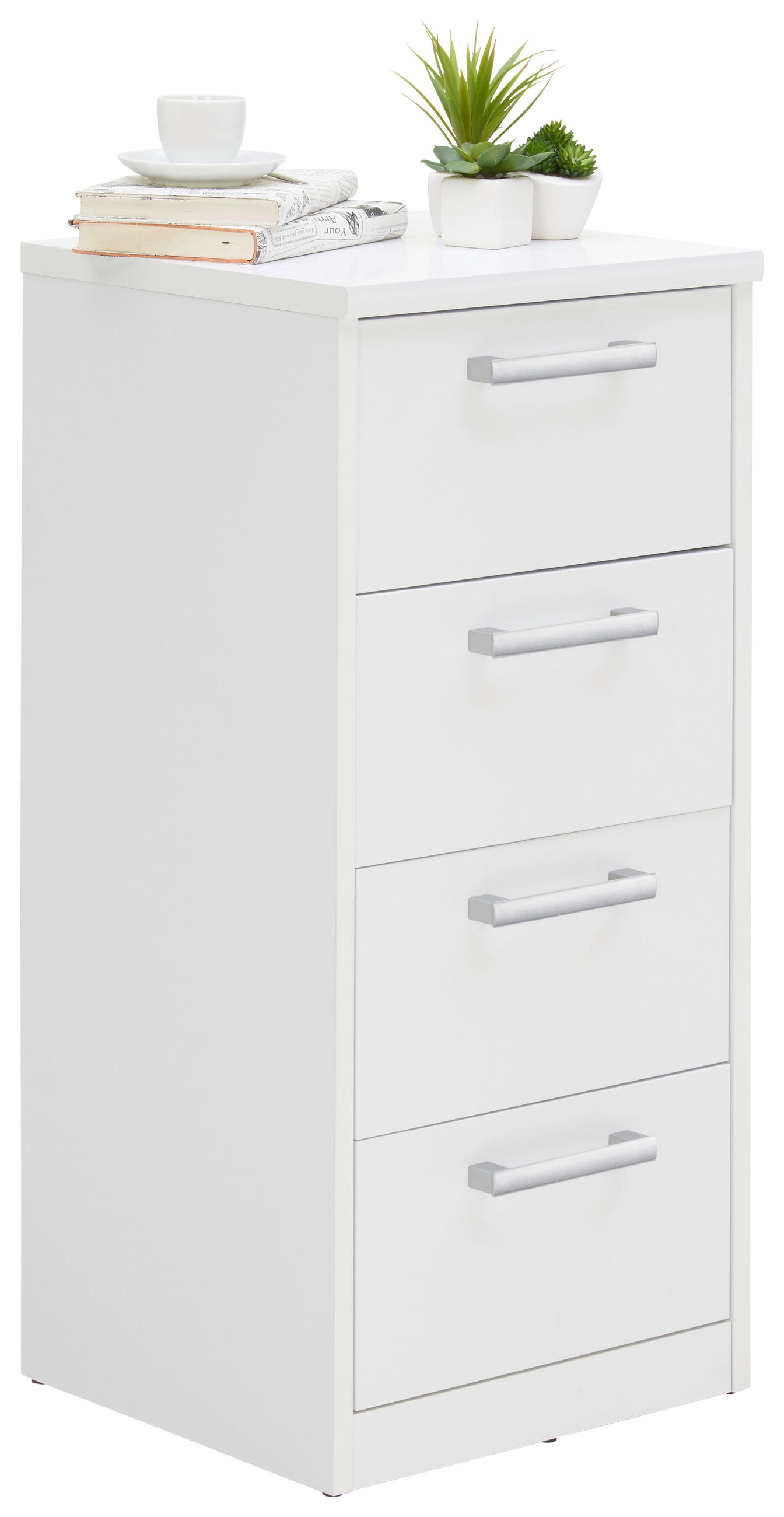 KOMMODE Weiß - Silberfarben/Schwarz, Basics, Kunststoff (38/84/36cm) - Xora