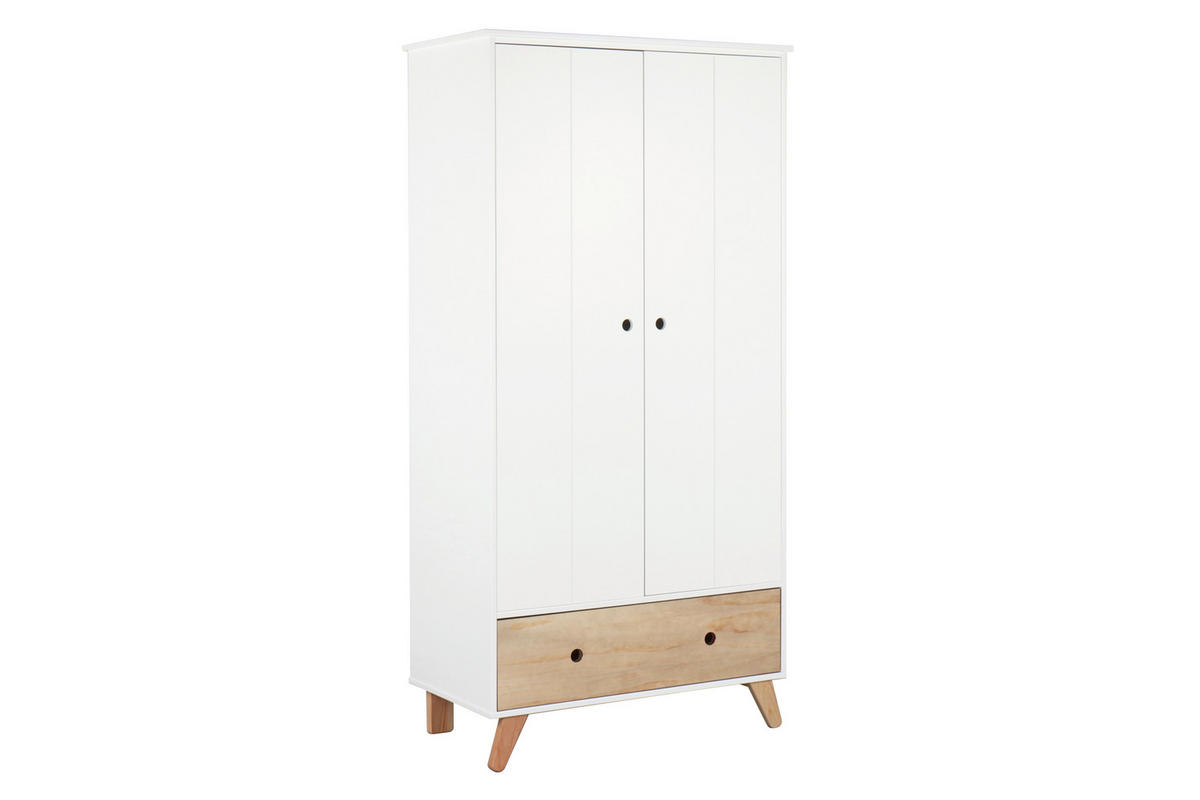  KINDERKLEIDERSCHRANK Weiß, Pinienfarben  - Weiß/Pinienfarben, Design, Holz/Holzwerkstoff (95/190/56,5cm) - home24