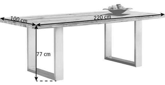 ESSTISCH Wildeiche massiv rechteckig Eichefarben, Edelstahlfarben - Edelstahlfarben/Eichefarben, Design, Holz/Metall (220/100/77cm) - Novel