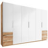 DREHTÜRENSCHRANK in Eichefarben, Weiss  - Chromfarben/Weiss, Modern, Holzwerkstoff/Metall (300/216/58cm) - MID.YOU