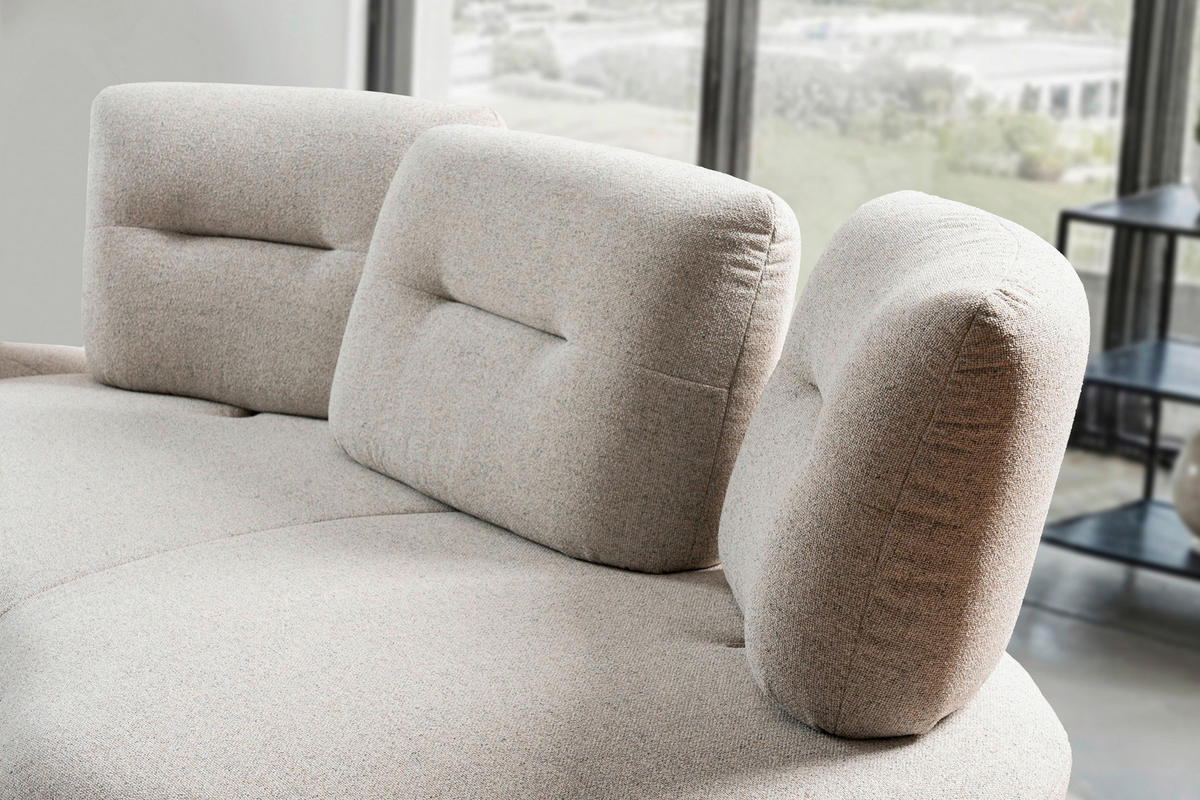 BIGSOFA Flachgewebe Beige  - Beige/Schwarz, Design, Textil/Metall (456/93/138cm) - Moderano