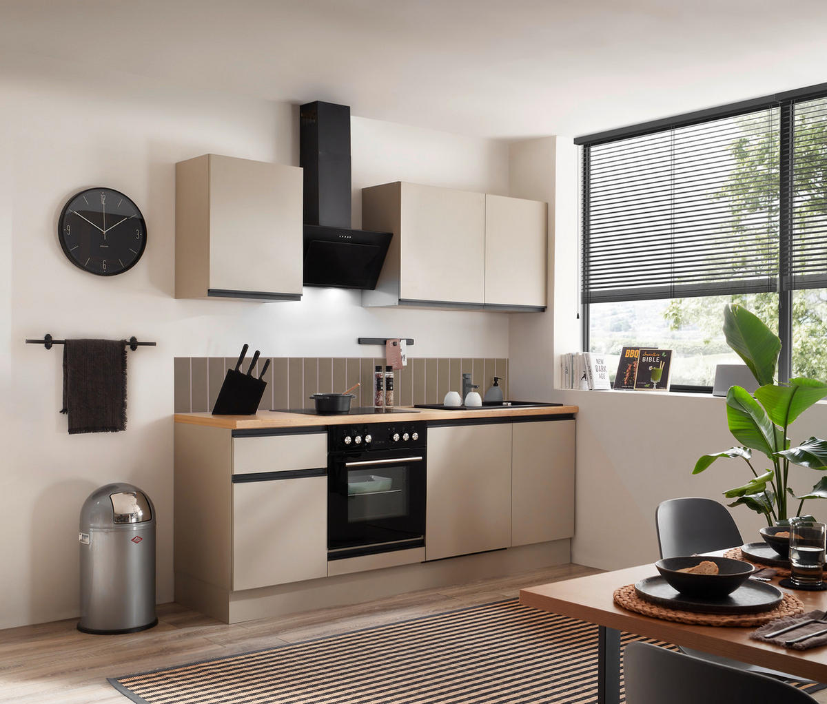 KÜCHENBLOCK 220 cm   in Seidengrau  - Eichefarben/Seidengrau, Trend, Holzwerkstoff/Metall (220cm) - P & B