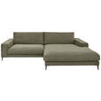 ECKSOFA Ottomane rechts  Olivgrün Feincord  - Schwarz/Olivgrün, Design, Textil/Metall (293/207cm) - Dieter Knoll