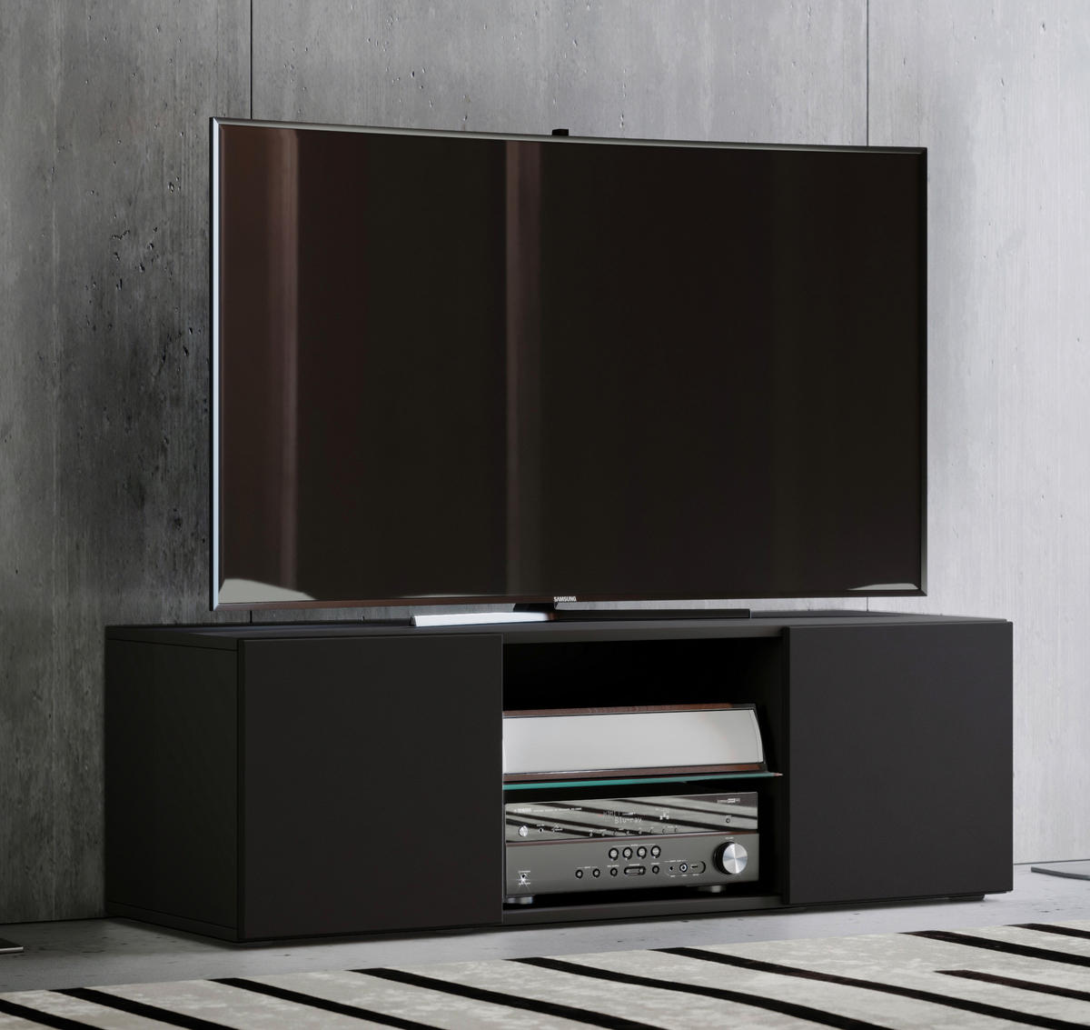 TV-ELEMENT  in 115/40/36 cm  - Schwarz, Konventionell, Glas/Holzwerkstoff (115/40/36cm) - MID.YOU