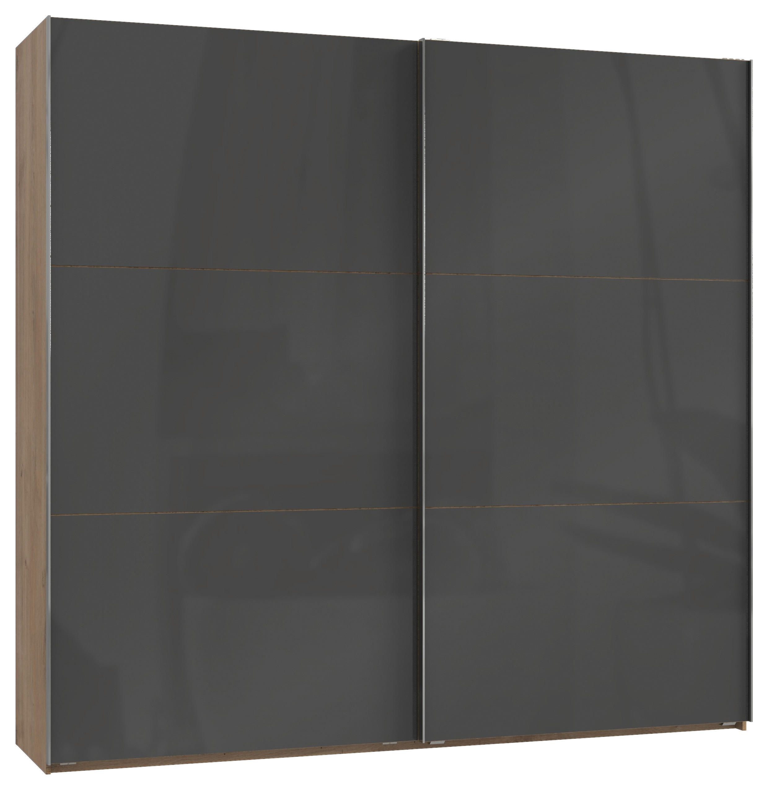 SCHWEBETÜRENSCHRANK in Eichefarben, Grau  - Chromfarben/Eichefarben, Modern, Holzwerkstoff (250/236/65cm) - MID.YOU