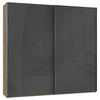 SCHWEBETÜRENSCHRANK in Eichefarben, Grau  - Chromfarben/Eichefarben, Modern, Holzwerkstoff (250/236/65cm) - MID.YOU