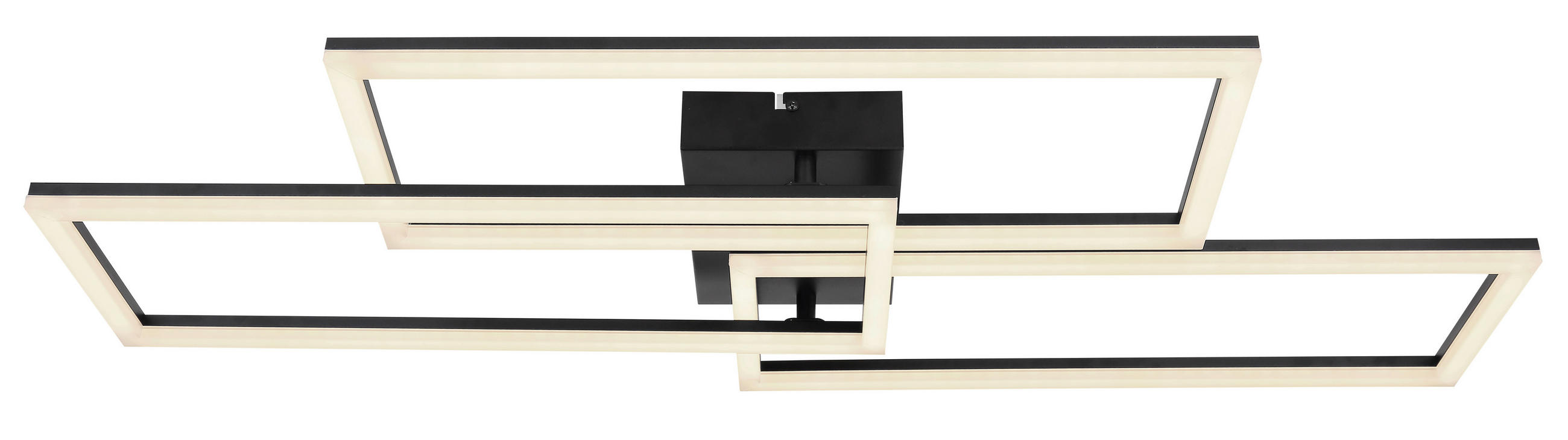LED-DECKENLEUCHTE 90/40/8 cm   - Opal/Schwarz, Design, Kunststoff/Metall (90/40/8cm) - Globo