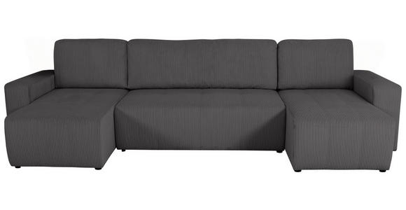 Wohnlandschaft inkl. Funktion Graphitfarben Cord  - Schwarz/Graphitfarben, KONVENTIONELL, Textil (146/317/146cm) - Xora